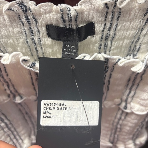 ATM Anthony Thomas Melillo Off-Shoulder Striped Smocked Top M - Picture 6 of 8